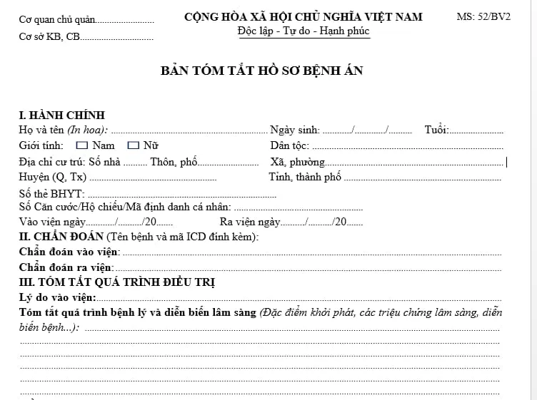 medical record summary template