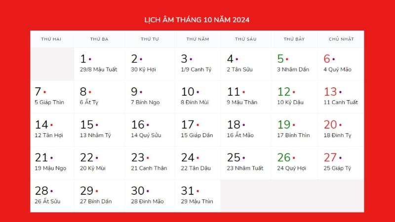 Lịch Âm Tháng 10 Năm 2023: Xem Ngày Tốt